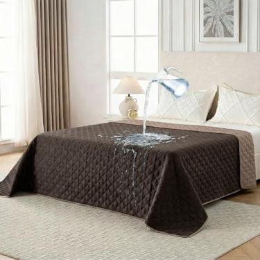 Imagem de FunFurry Cobertor impermeável para cães, lavável, reversível, protetor de móveis para sofá (marrom escuro e claro, 203 x 300 cm - 1 pacote)