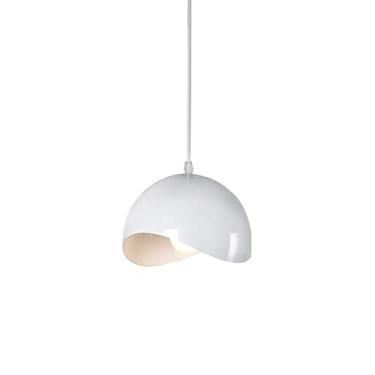 Imagem de Luminária pendente curva moderna e minimalista para teto, com 1 lâmpada e cúpula de alumínio | Mini luminária suspensa para ilha de cozinha | Ideal para casa, corredor, cabeceira e sala de j