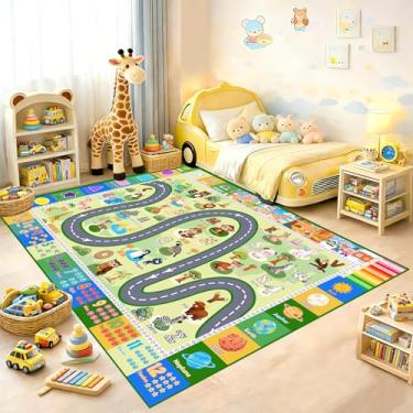 Imagem de FJKJHKGJ Tapete ABC para quarto de crianças – Tapetes alfabéticos de 11 x 1,8 m para sala de jogos infantis, tapete educativo para aprender números de animais, tapete pré-escolar, decoração de quarto
