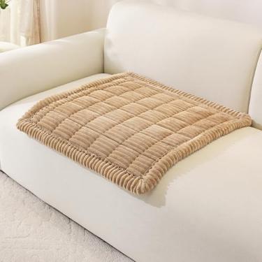 Imagem de Royhom Capa de cadeira para sala de estar, capa de sofá difusa, capas grossas para encosto de cabeça de sofá, capas de cadeira para animais de estimação laváveis (cáqui, 70 x 70 cm)