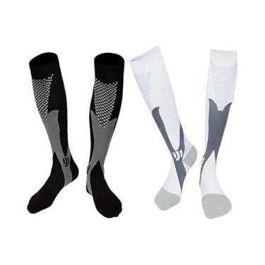Imagem de Meias De Compressão Masculinas (2, 3 Ou 4 Pares) Para Corrida E Varize