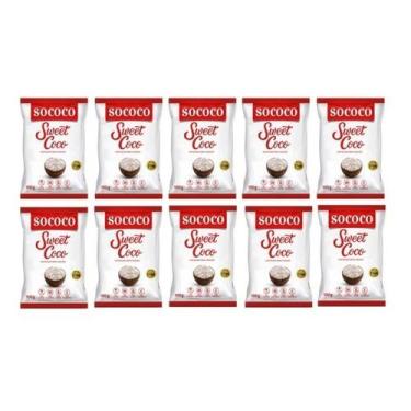 Imagem de Kit C/10 Coco Ralado Úmido Adoçado Sococo Sweet Coco 100g