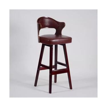 Imagem de CFGH6FDF Cadeiras de bar Cadeira de bar de madeira maciça de luxo leve simples banqueta alta com pernas altas cadeira de bar recepção caixa encosto banco de bar alto bancos de bar