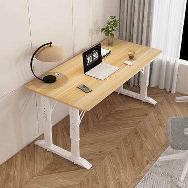 Imagem de Mesa de jogos moderna ajustável em altura, mesa de escrita ergonômica com pés antiderrapantes, mesa de pé versátil para escritório em casa, quarto - acabamento em madeira (140 x 70 x 65 cm)