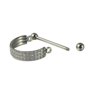 Imagem de Brinco De Argola Em Titânio Banhado a Ouro 18K Com Micro Zircônias, Jo