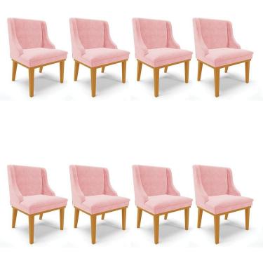 Imagem de Kit 08 Cadeiras De Jantar Liz Suede Rosa Bebê