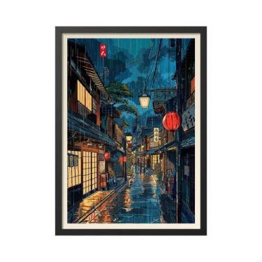 Imagem de Pôster De Parede Moderno Com Estampa De Anime E Ramen, Vista Da Rua De