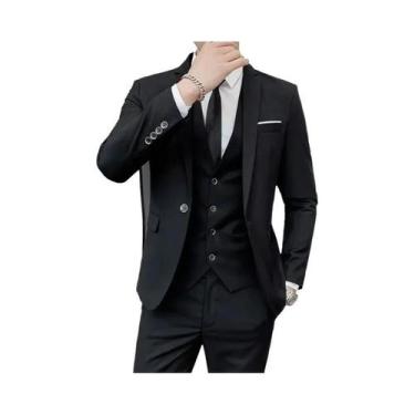 Imagem de Terno Slim Fit Masculino 6XL: Blazer, Colete E Calças Para Negócios, C