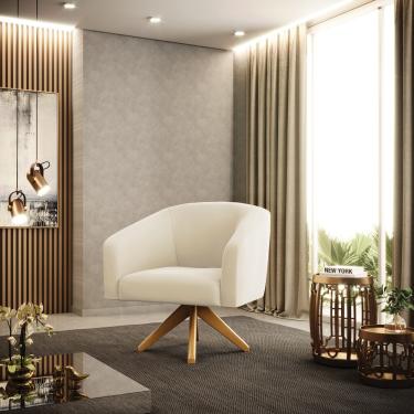 Imagem de Poltrona Decorativa Giratória MA30 Kit 2 Stella Veludo Bege D03 - D'Rossi