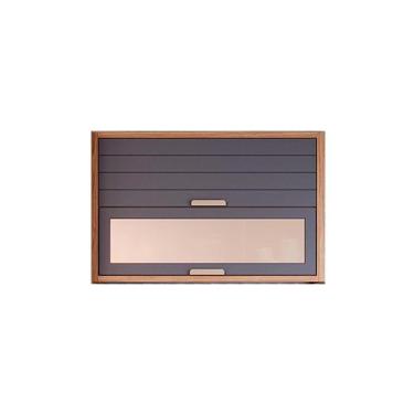 Imagem de Módulo Cozinha Eloise Armário Com 2 Portas Basculante Com Vidro Reflecta 120cm Freijó Titanium