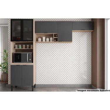 Imagem de Cozinha Modulada Completa Firenze 3 Peças (2 Aéreos+1paneleiro) Cp07 Avena/grafito - Demóbile
