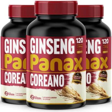 Imagem de Kit 3 Ginseng Puro Panax Natural Suplemento Coreano 360 Cáps Forma Sup