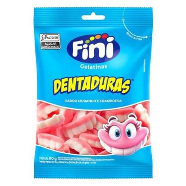 Imagem de Balas Fini De Gelatina Dentadura 90G, 1 unidade, Morango e framboesa
