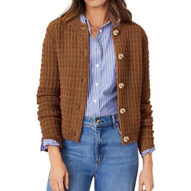 Imagem de Suéter PRETTYGARDEN para mujer, cárdigan de punto color café, talla XL