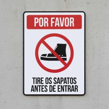 Imagem de Placa Acm Por Favor Tire Sapatos Antes Entrar Ícone 18X23 - Sinalizo