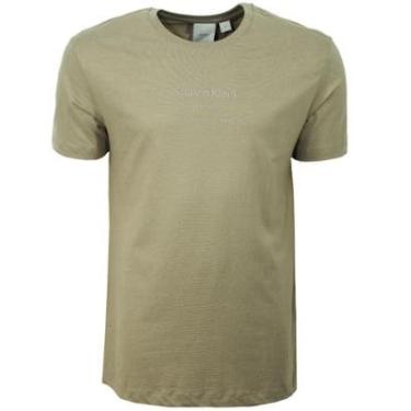 Imagem de Camiseta Calvin Klein Logo Address Caqui Masculina-Masculino