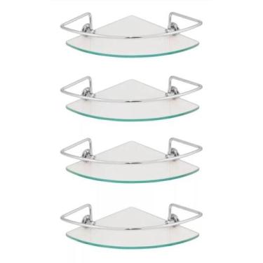 Imagem de Kit 4 Suporte Prateleira Porta Shampoo Canto Vidro Banheiro - ELETRO M