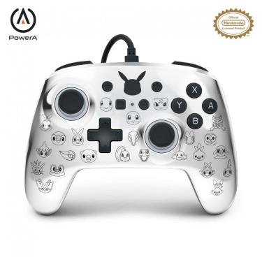Imagem de Controle com fio PowerA Enhanced para Nintendo Switch Pikachu Black & Silver com entrada de áudio e botões avançados mapeáveis