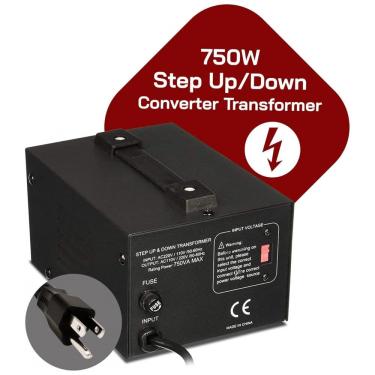 Imagem de Transformador (Conversor) de Voltagem Universal LiteFuze 750W Elevação/Redução 110-120V para 220-240V/220-240V para 110-120V Tomada