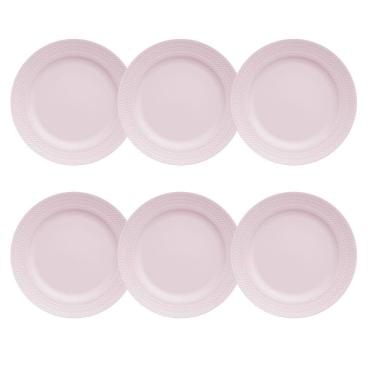 Imagem de Kit 06 Prato Raso Rosa Fractal Chevron Germer Porcelanas