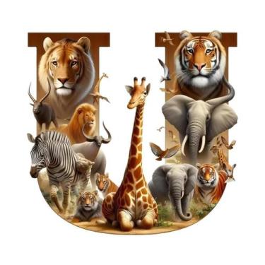 Imagem de Pintura Diamante Alfabeto Girafa Elefante Tigre Zebra Leão, Mosaico DI