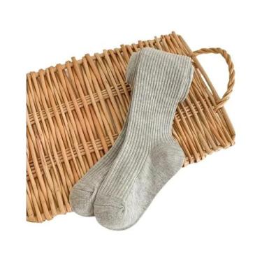 Imagem de Meias De Algodão Para Meninas Com Listras E Cores Sólidas Outono Prima