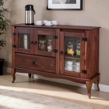 Imagem de Aparador Madeira Maciça Balcão Buffet 3 Portas Pés Luiz XV - Repleta, 