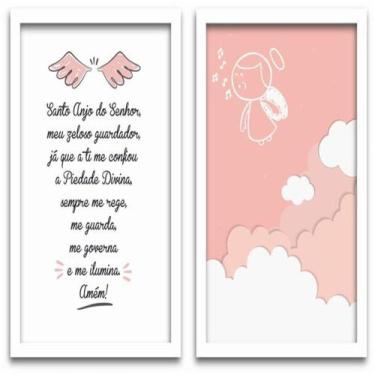 Imagem de Conjunto Quadros Decorativos 2 Peças 40X60 Menina Anjo Titulo Moldura 