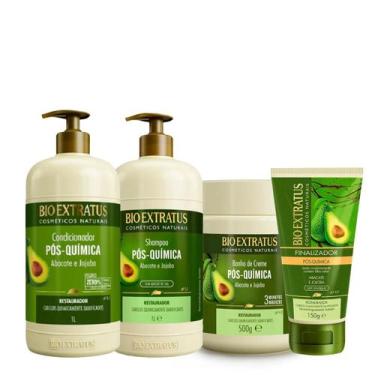 Imagem de Kit Bio Extratus Pós-Química Shampoo Condicionador Banho de Creme e Fi