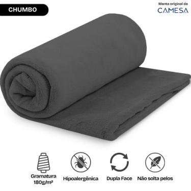 Imagem de Manta Casal 180x220cm Microfibra Soft Macia Fleece Camesa, CHUMBO