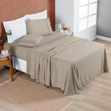 Imagem de Jogo De Lençol Queen Size Bordado 200 Fios Nobless 4 Peças - Bia Enxov