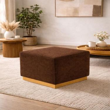 Imagem de Puff para Sala de Estar Veludo Leti Marrom