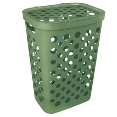 Imagem de Cesto de roupa suja telado 47l com tampa para banheiro ou lavanderia -