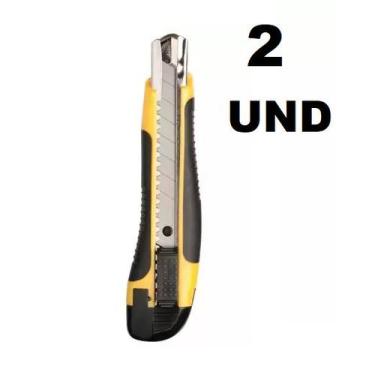 Imagem de 2 unidades Estilete Profissional Emborrachado + 3 Lâminas de 18mm - 2 