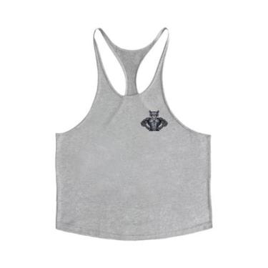 Imagem de Camiseta Sem Mangas De Algodão Com Estampa De Lobo Para Homens, Vestuá