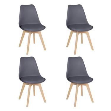 Imagem de Kit 4 cadeiras jantar cozinha Leda Eames com assento estofado - Fendi 