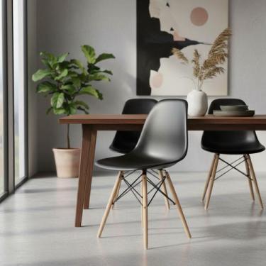 Imagem de Kit 16 cadeiras Charles Eames Eiffel DSW com pés de madeira clara - Pr