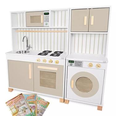 Imagem de Cozinha Infantil Retro e Máquina de Lavar Infantil Kit Livro Educativo
