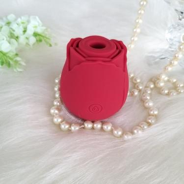 Imagem de Vibrador e Sugador de Clitóris Rosa por Ondas de Pressão Silicone 6 e 5cm X 8cm Vermelho 10 Níveis OEM