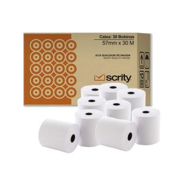 Imagem de Bobina Calculadora 57 mm x 30 m Branca 1 via 30 Unidades Scrity, Branc