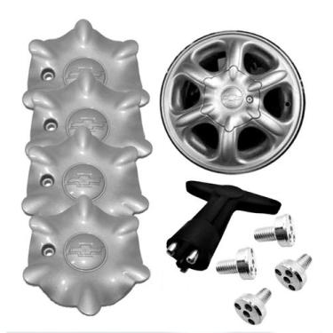 Imagem de Kit 4 Calotas Central + chave Antifurto Gm Tampa Meio da Roda Vectra G