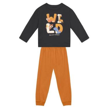 Imagem de Conjunto infantil em moletom peluciado de animais Brandili-Masculino