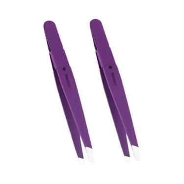 Imagem de Pinça De Sobrancelha Inclinada Em Aço Inoxidável Para Pelos Finos E Re