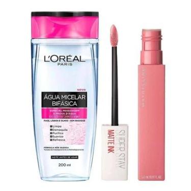 Imagem de L'Oréal Paris + Maybelline Kit - Água Micelar Bifásica + Batom Líquido Longa Duração Dr...