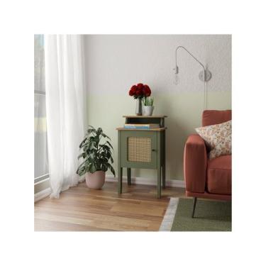 Imagem de Mesa de Apoio 1 Porta Charlotte Artely, Menta e Carvalho