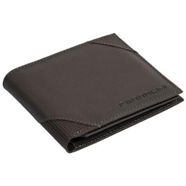 Imagem de Carteira masculina ferracini cf383 em couro com porta moedas, Café