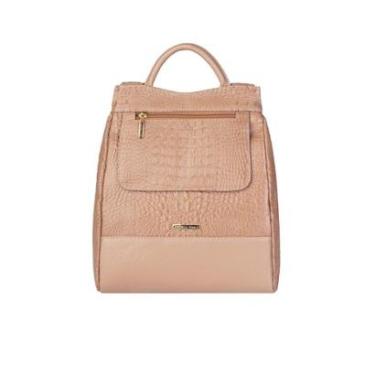 Imagem de Mochila pequena antifurto couro croco Susan-Feminino