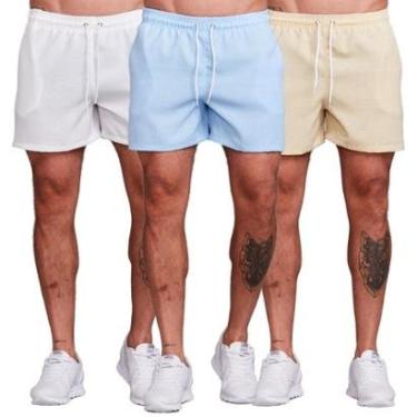 Imagem de Kit 3 Bermudas Linho Masculina Curta-Masculino