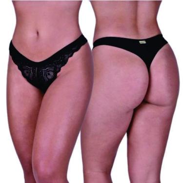 Imagem de Calcinha Shiva Fio Dental Sexy  Renda e Tule Dobrado - Lingerie Sensua