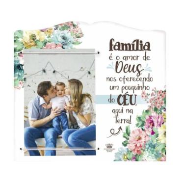 Imagem de Porta-retrato com elástico família é o amor de deus...20,5x18 - zenir 